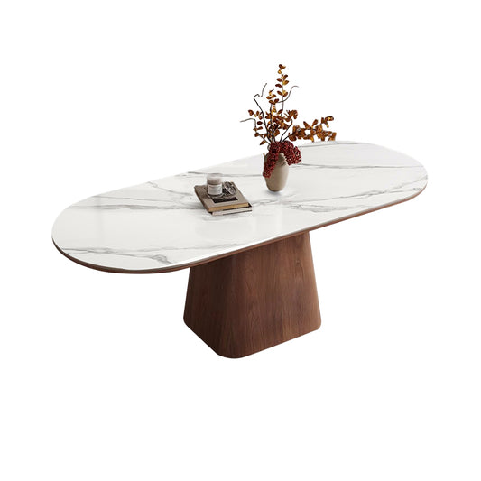 White/Rock Board/Double End Round Dining Table