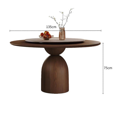 Pre Sale Round Solid Wood/Rock Top Dining Table with Lazy Susan