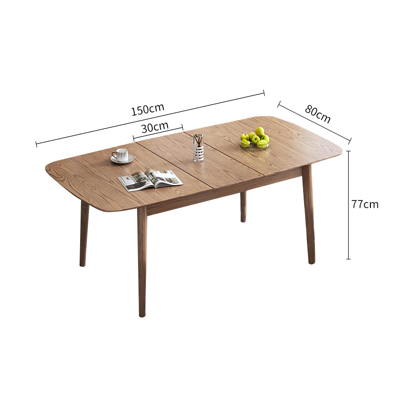 Walnut-Stained Extendable Ash Wood Dining Table