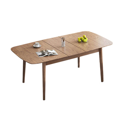 Walnut-Stained Extendable Ash Wood Dining Table
