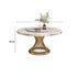 White Round Rock Plate Gold Base Dining Table