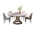 White Round Rock Plate Gold Base Dining Table