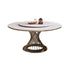 White Round Rock Plate Gold Base Dining Table