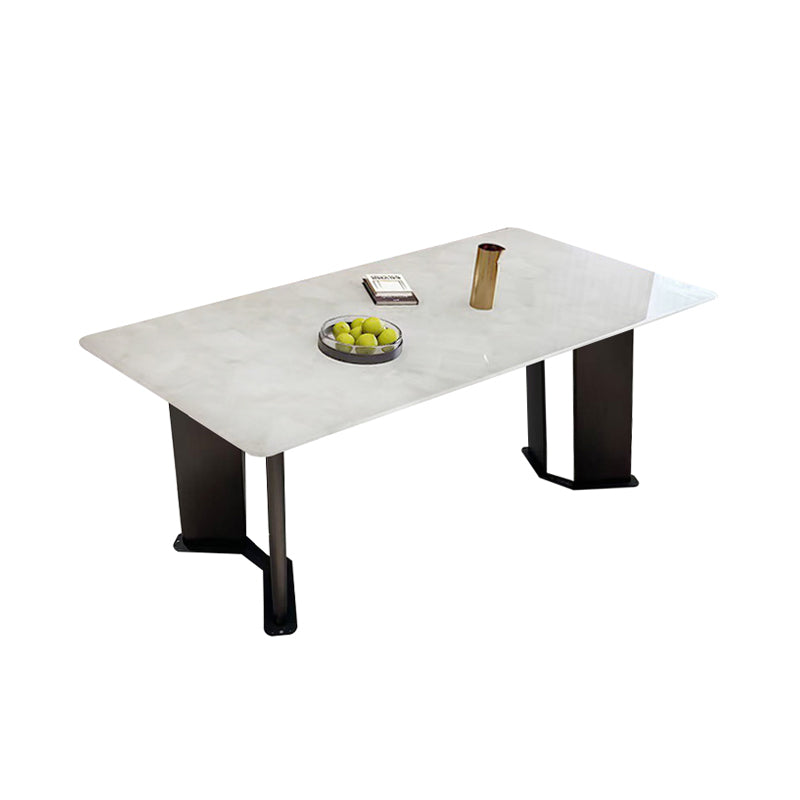 Luxury White Jade Stone V-Shaped Carbon Steel Leg Dining Table/160/180/200
