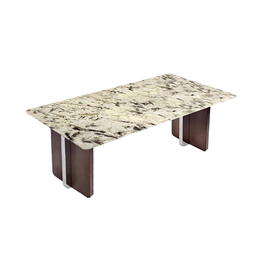 Snow Mountain Luxury Stone Color-Blocked Triangular Leg Dining Table