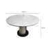 Black & White Crystalline Extendable Dining Table with Solid Wood Base