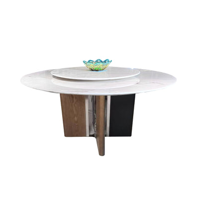 Pre Sale Luxury Stone Dining Table with Walnut Wood Grain Solid Wood Base