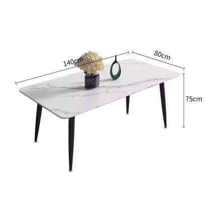 Pre Sale Snow Mountain White Rock Dining Table with Carbon Steel Legs & 4 Chairs