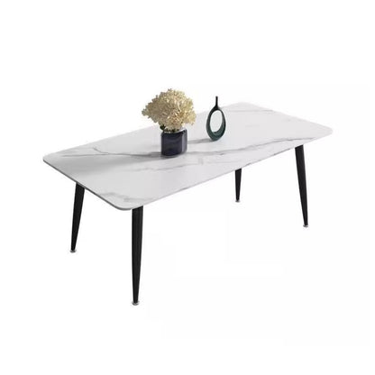 Pre Sale Snow Mountain White Rock Dining Table with Carbon Steel Legs & 4 Chairs