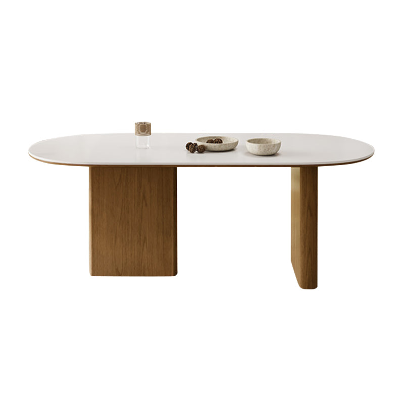 Dining Table with Oval Top and Solid Wood Legs