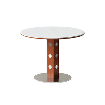 Solid Wood Round Dining Table with Stone Panel Top