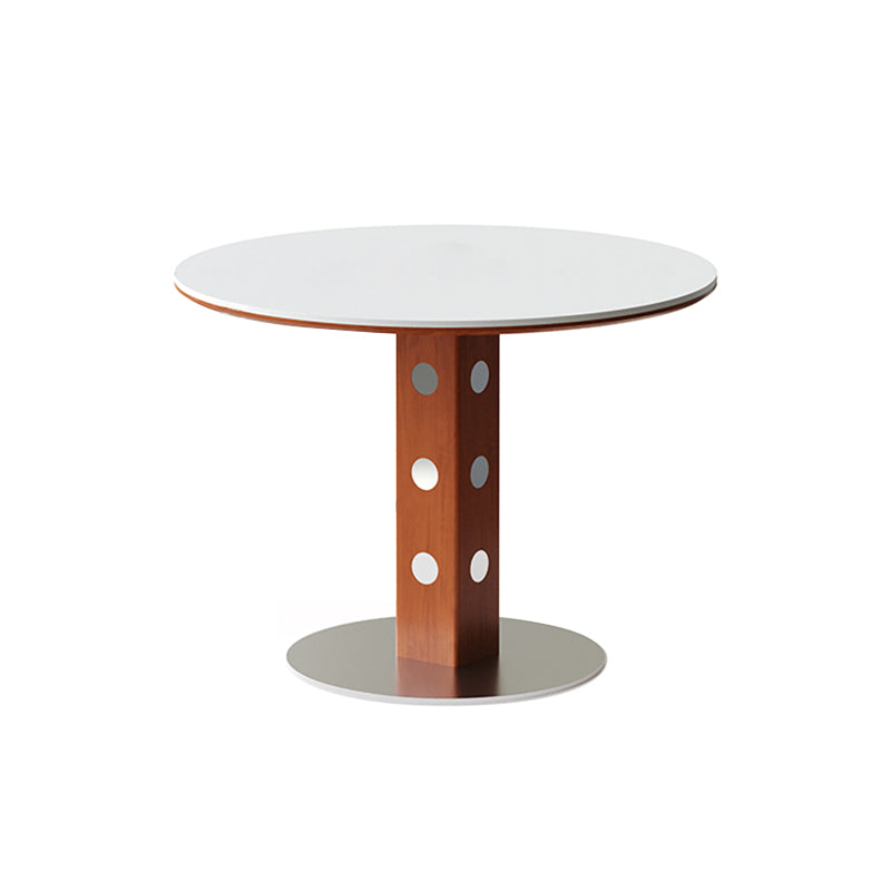 Solid Wood Round Dining Table with Stone Panel Top