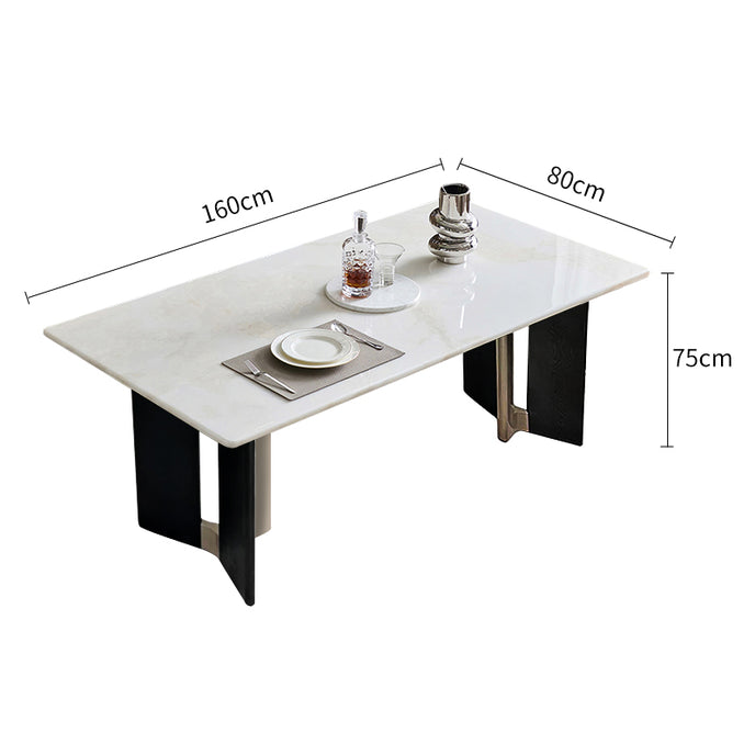 Dining table with dimensions labeled on a white background