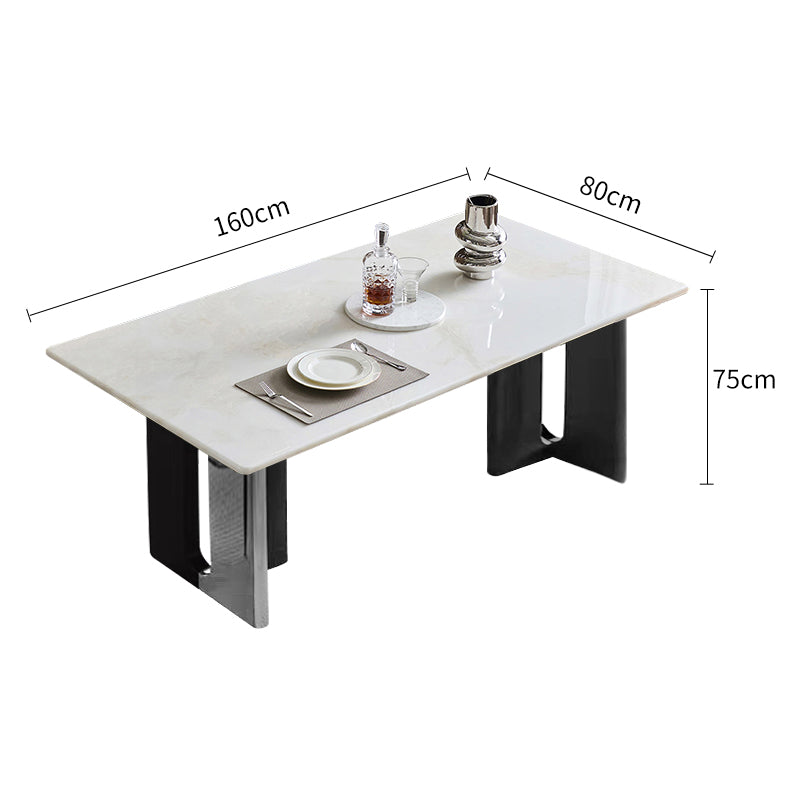 Dining table with dimensions labeled on a white background