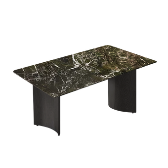 Pre Sale Naqiu Green Luxury Stone & Black Wood Arched Leg Dining Table Model 180
