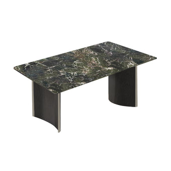 Naqiu Green Luxury Stone & Black Wood Arched Leg Dining Table Model 180