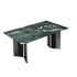 Pre Sale Mica green luxury stone dining table with V-shaped black and silver two-tone legs