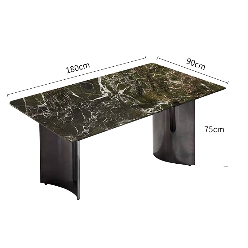 Pre Sale Naqiu Green luxury stone arched carbon steel mirror-finish leg dining table