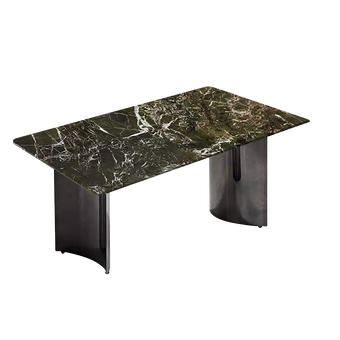 Pre Sale Naqiu Green luxury stone arched carbon steel mirror-finish leg dining table