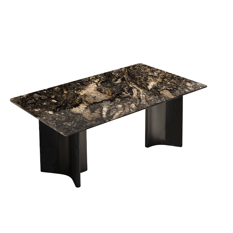 Pre Sale Radiant Galaxy Luxury Stone and Black Wood Color-Block Dining Table