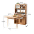 Solid Wood Tall Sideboard & Multifunctional Folding Dining Table with Storage and Portable Power Socket