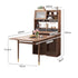 Solid Wood Tall Sideboard & Multifunctional Folding Dining Table with Storage and Portable Power Socket
