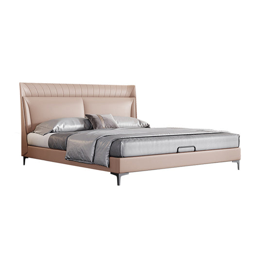 Nordic Light Khaki Genuine Leather Bed/153-183
