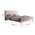 Off-White Genuine Leather Upholstered Bed with Diamond Tufting