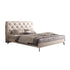 Off-White Genuine Leather Upholstered Bed with Diamond Tufting
