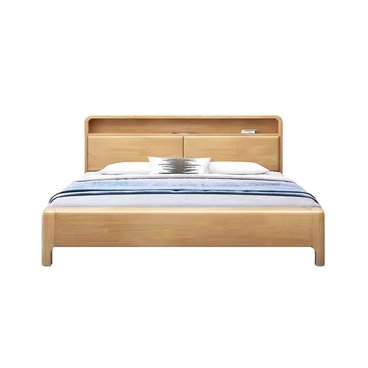 Wood Single Bed with Headboard Storage Cabinet