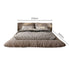 Light Taupe Linen & Solid Wood Modern Bed 153/183