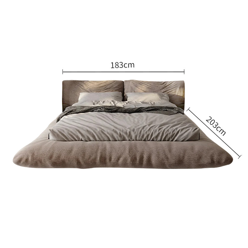 Light Taupe Linen & Solid Wood Modern Bed 153/183