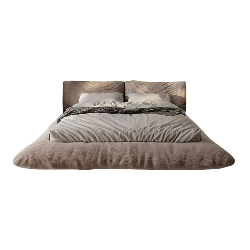 Light Taupe Linen & Solid Wood Modern Bed 153/183