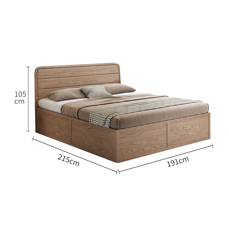 Walnut Round-Cornered Ash Wood Bed