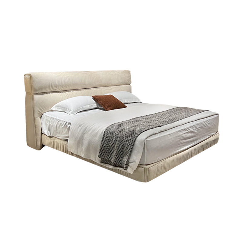 Pre Sale Beige frosted fabric upholstered bed with a premium light luxury feel