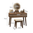 Walnut Finish Solid Wood Dressing Table with Mirror