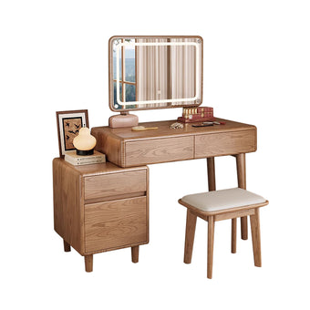 Walnut Finish Solid Wood Dressing Table With Drawers