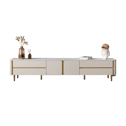 White Rock Tabletop/Side Vertical Stripe/Gold Foot TV Cabinet