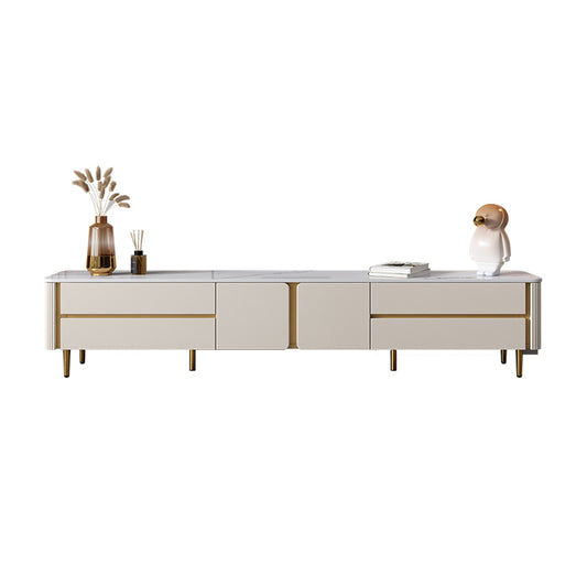 White Rock Tabletop/Side Vertical Stripe/Gold Foot TV Cabinet