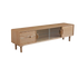 Pre Sale Double-layer glass door TV cabinet in walnut-colored ash wood