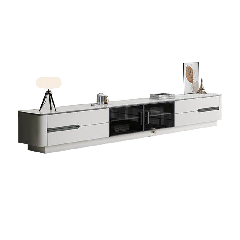 Pre Sale White sintered stone top, glass door, painted solid wood TV cabinet