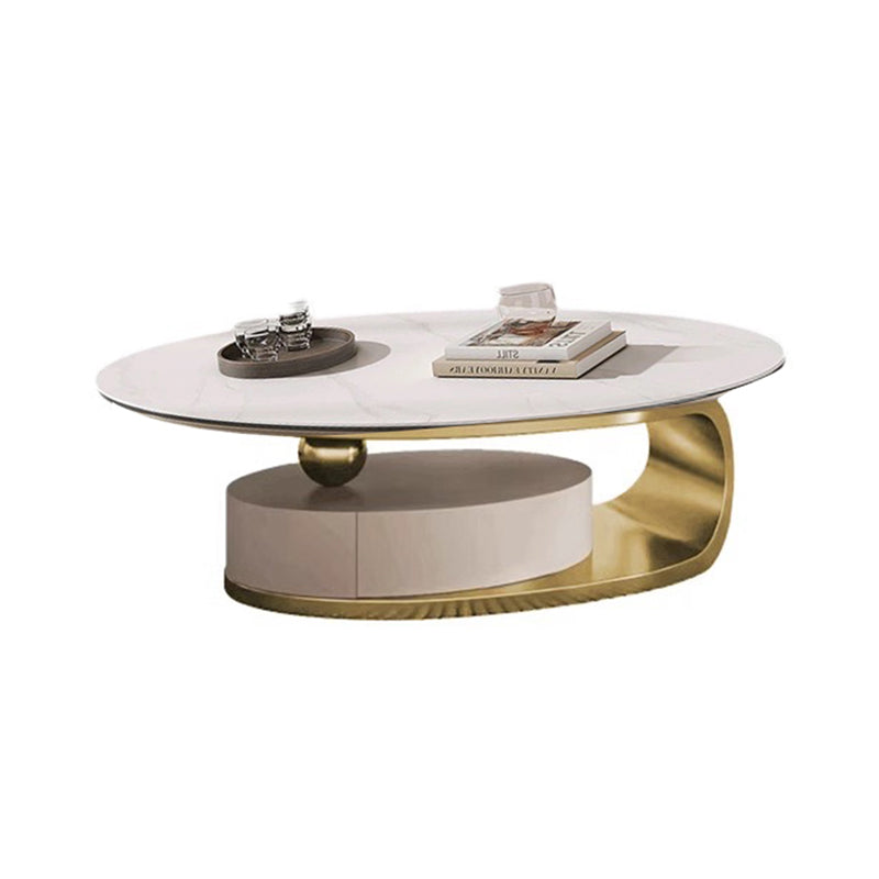 Pandora Marble Coffee Table With Brushed Steel Base/130