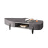 Gray Saddle Leather/Irregular Rock Plate/Coffee Table