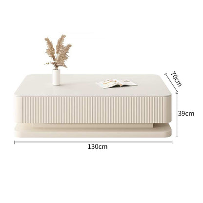 Pre Sale Pure White Stone & Solid Wood Carved Coffee Table