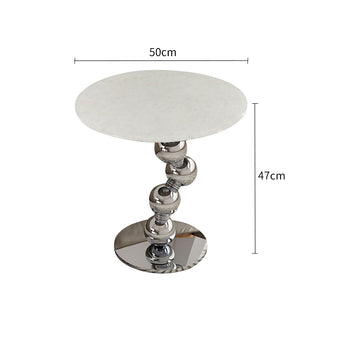 White Luxury Stone Side Table