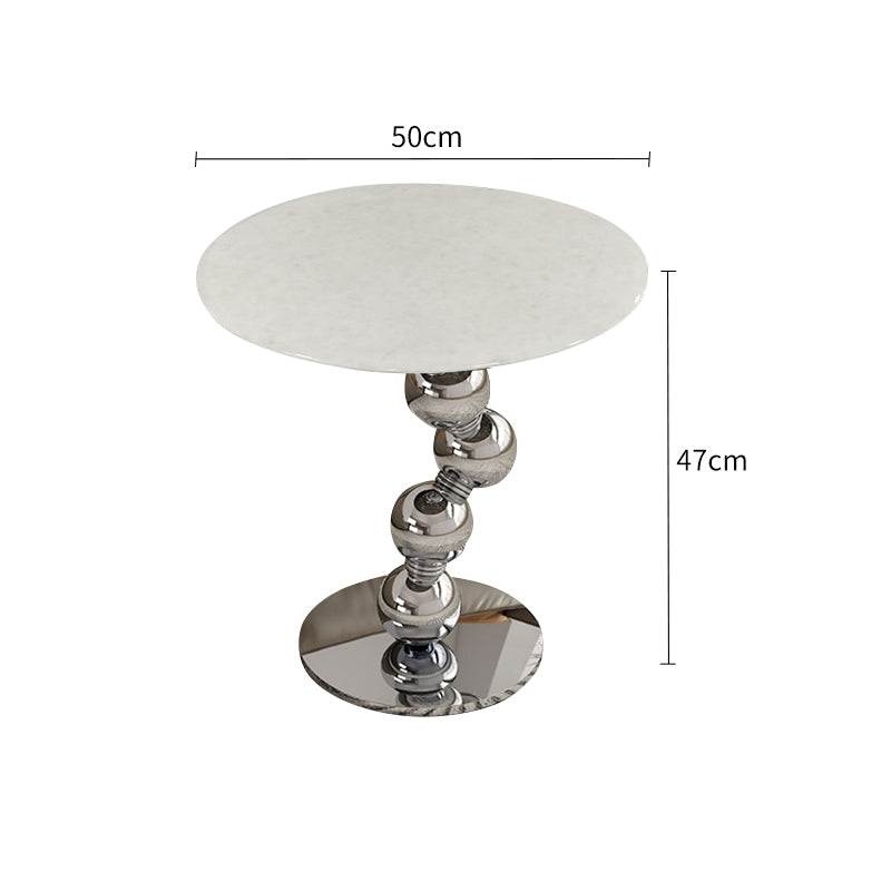 White Luxury Stone Side Table