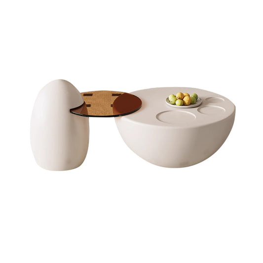 Cream White/Glass/Solid Wood/Large/Small Coffee Table