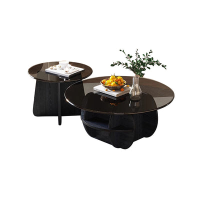 Black Glass/Special-Shaped Base/Large/Small Coffee Table
