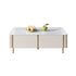 White Rock Slab/Coffee Table With Vertical Stripe Sides/Gold Feet