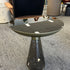 Grey Glass Side Table with Powder-Coated Metal Top